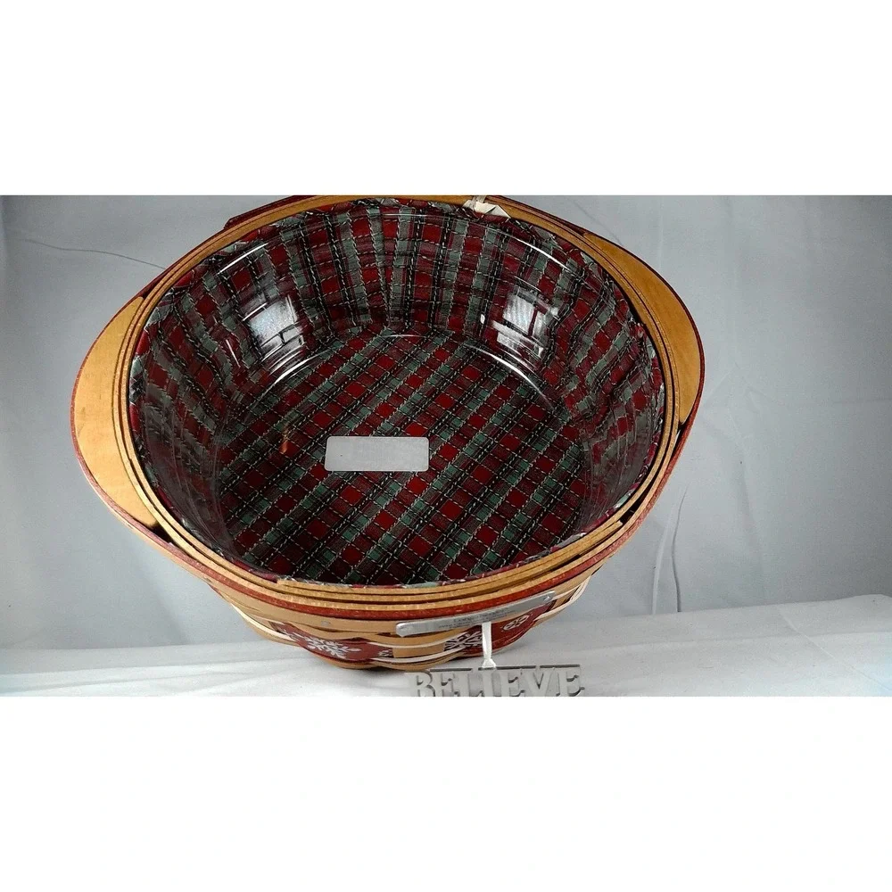 Longaberger‎ 2010 Christmas Falling Snow Red Basket with Lid